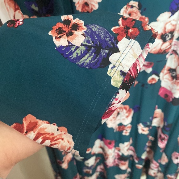 Eliza J matte jersey stretch knit floral print midi dress size 24W - Picture 7 of 13